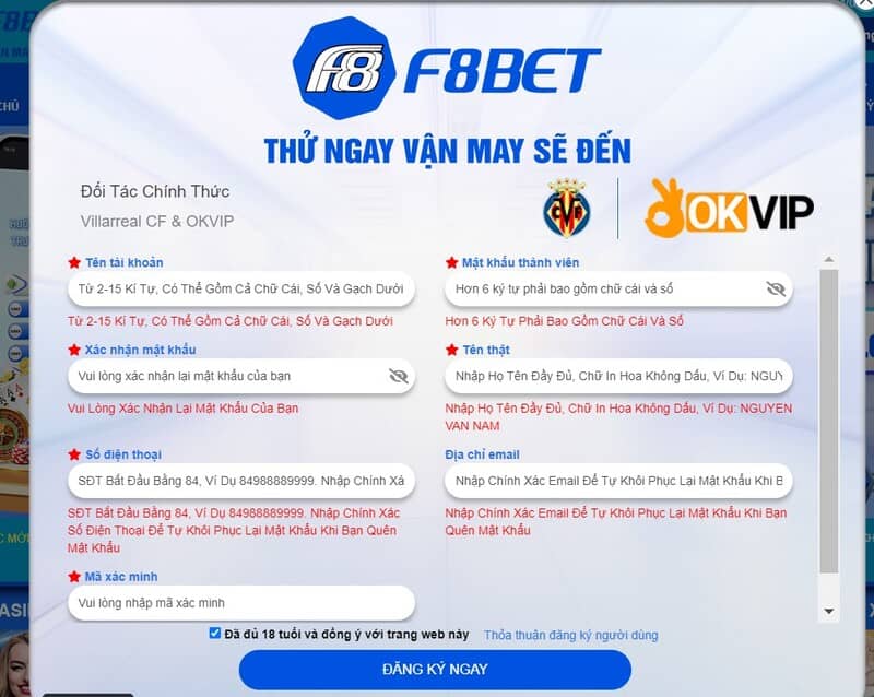 đăng ký f8bet